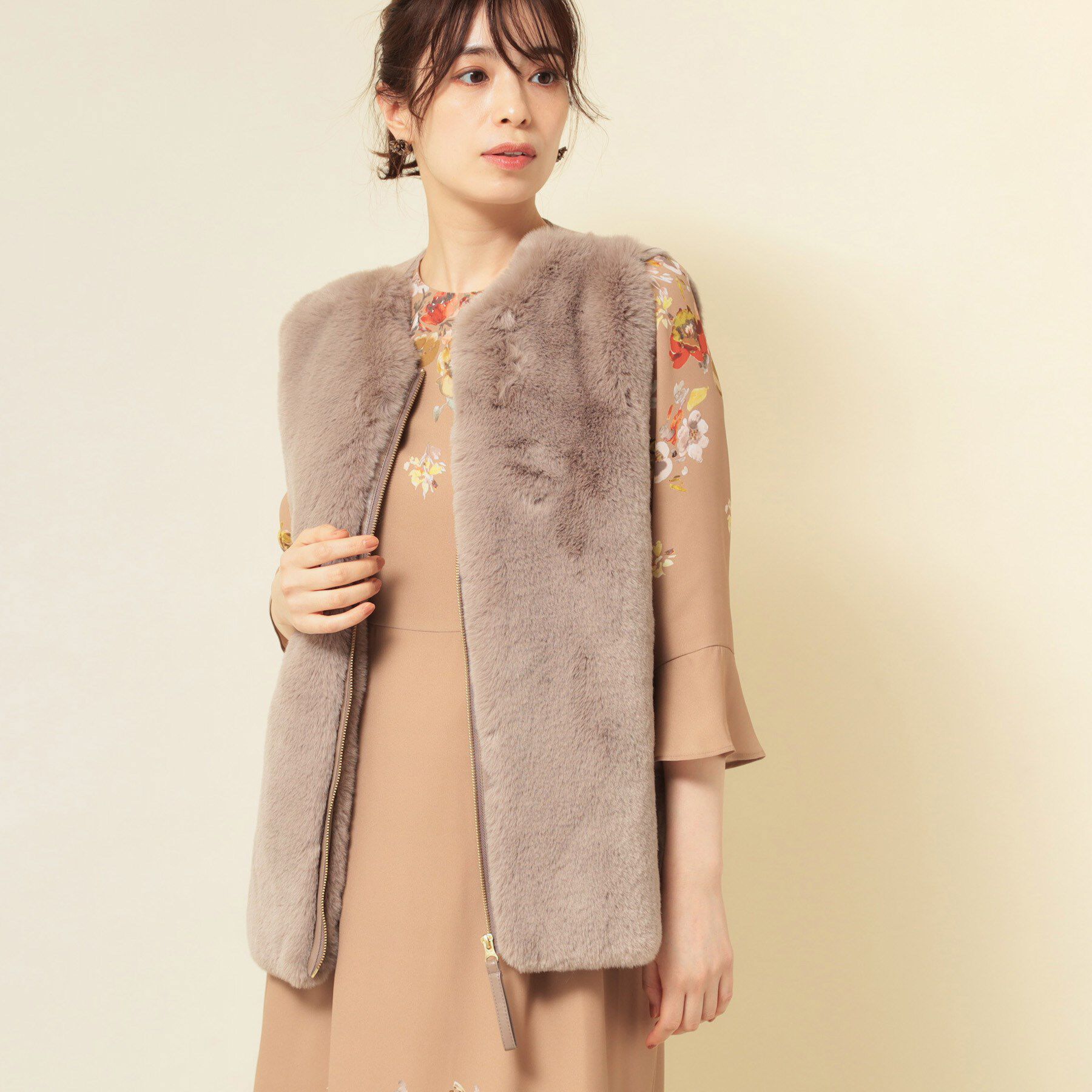 SunaUna「【3色展開】フェイクファーベスト」|ベスト・ジレ|