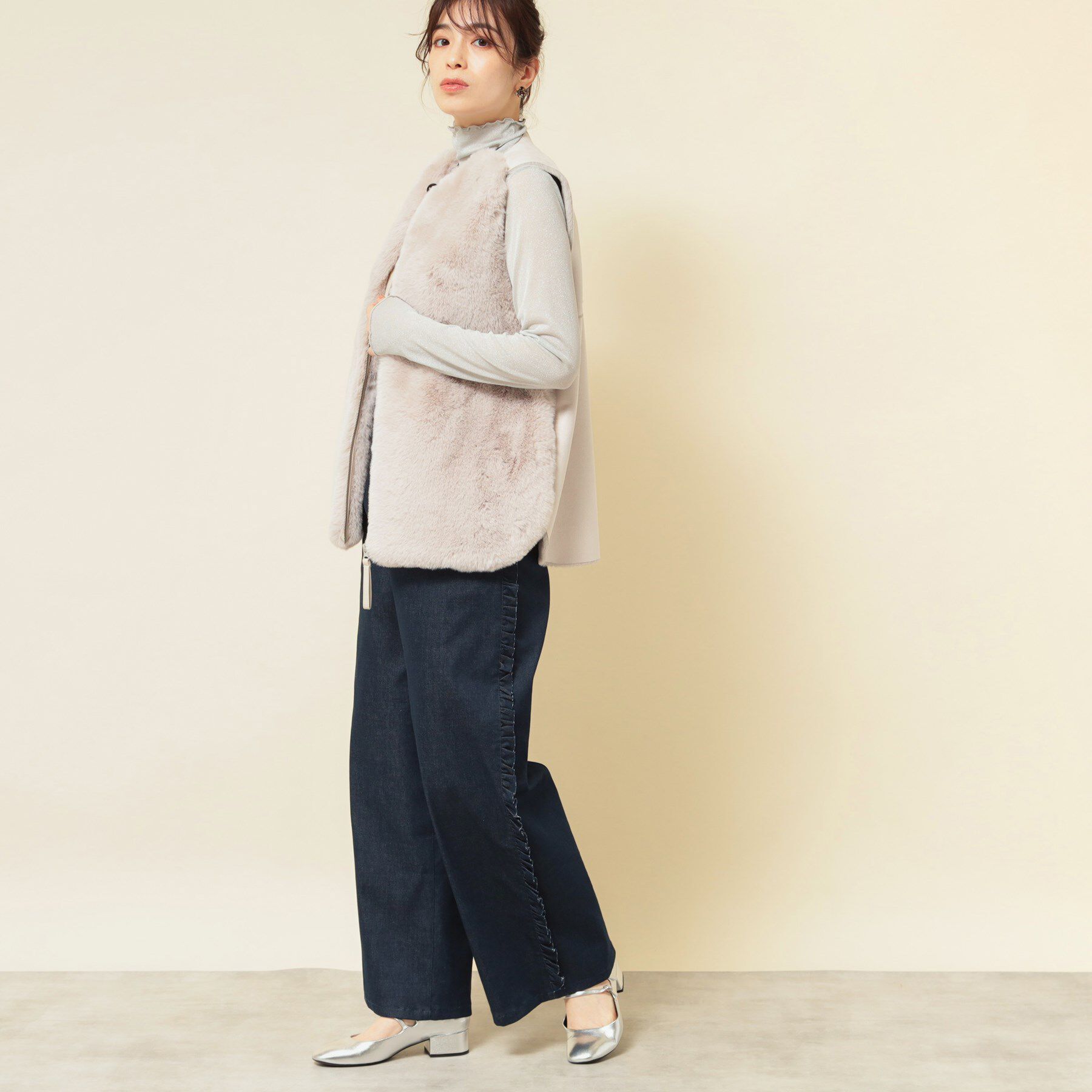SunaUna「【3色展開】フェイクファーベスト」|ベスト・ジレ|