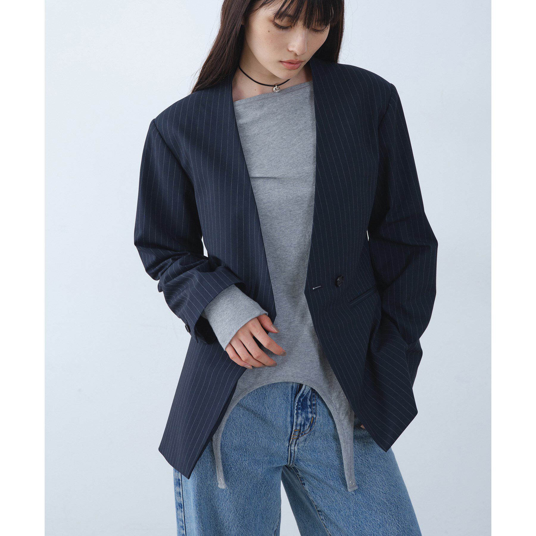 CODE A「tailored mood over jacket」|ノーカラージャケット|