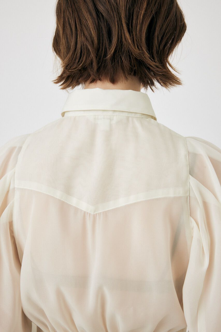 MOUSSY「SHEER TUCK SLEEVE ブラウス」|シャツ・ブラウス|