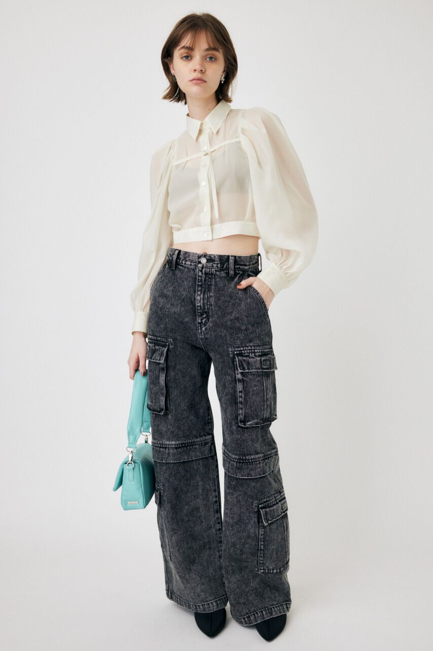 MOUSSY「SHEER TUCK SLEEVE ブラウス」|シャツ・ブラウス|