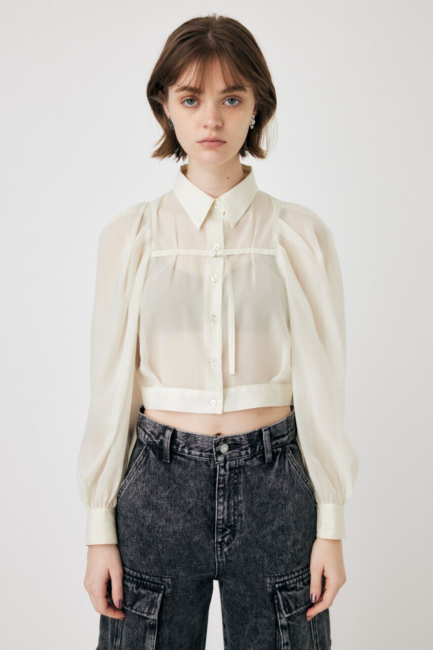 MOUSSY「SHEER TUCK SLEEVE ブラウス」|シャツ・ブラウス|
