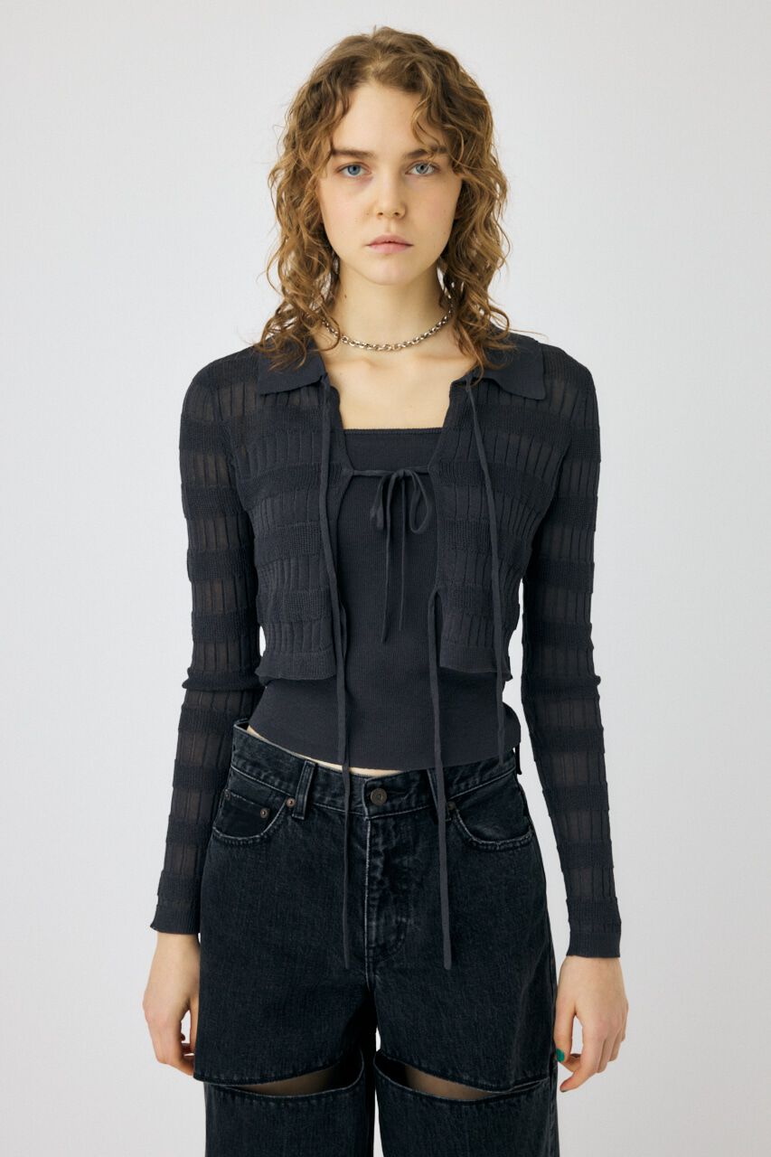 MOUSSY「KNIT キャミ & RIBBON シャツセット」|シャツ・ブラウス|