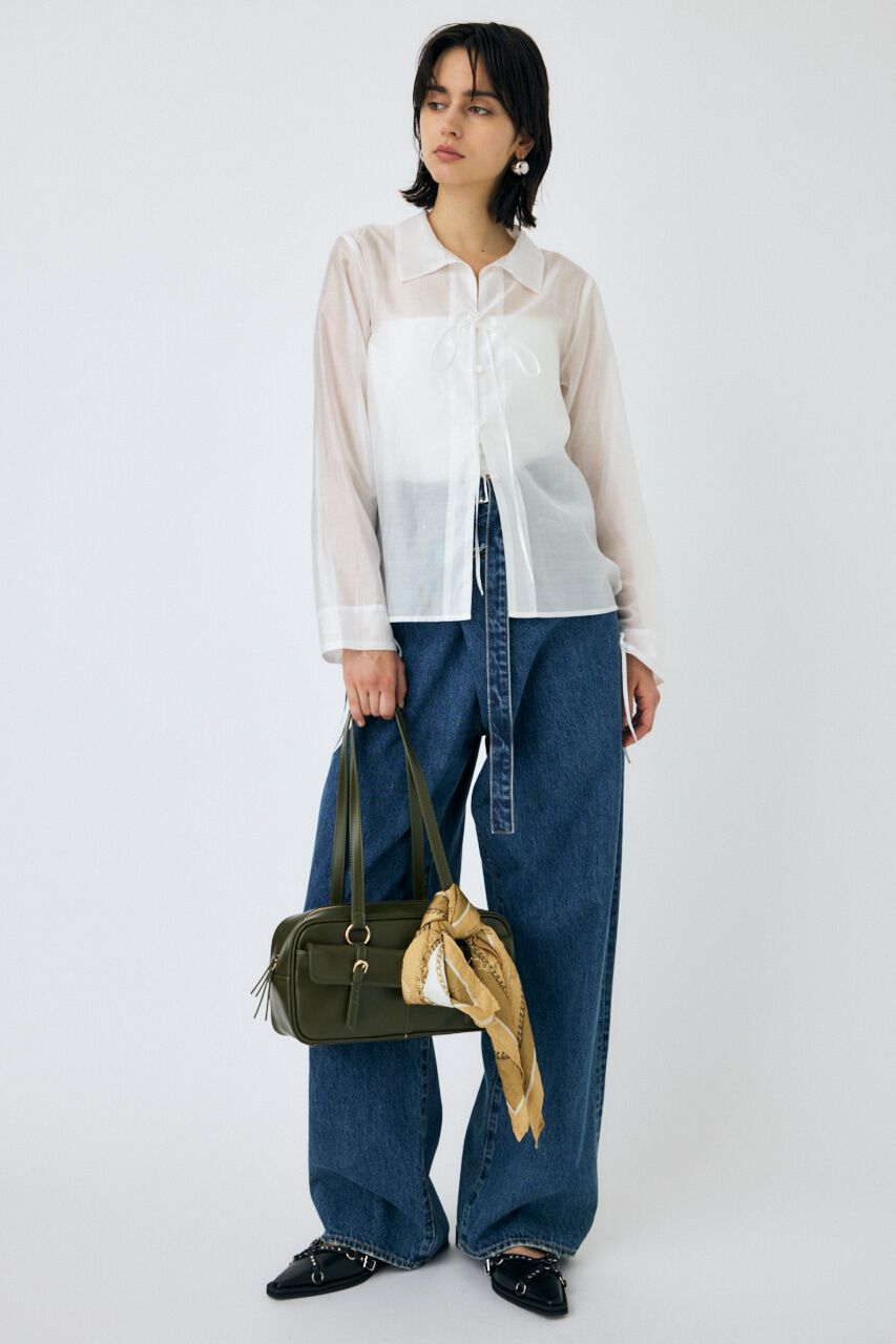 MOUSSY「RIBBON シアーシャツ」|シャツ・ブラウス|