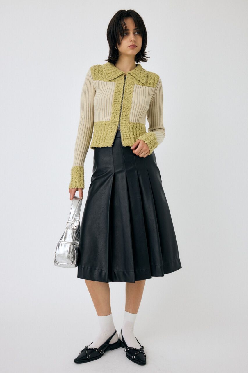 MOUSSY「F/LEATHER TUCKED ミディスカート」|スカート|