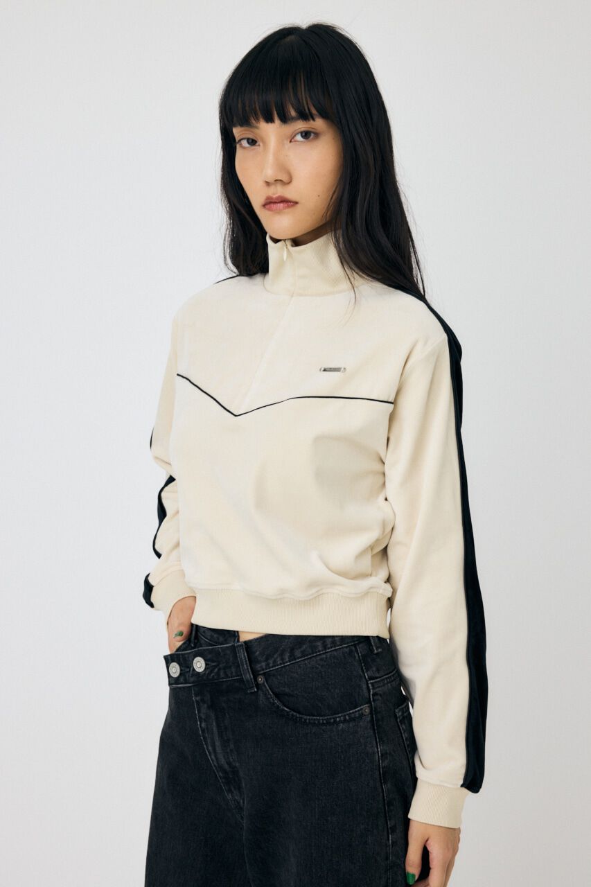 MOUSSY「VELOUR PIPING ハーフジップトップス」|Tシャツ・カットソー|