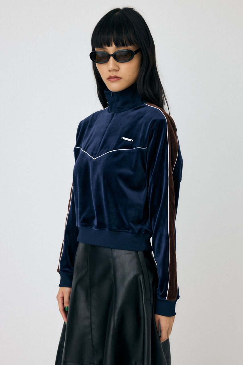 MOUSSY「VELOUR PIPING ハーフジップトップス」|Tシャツ・カットソー|