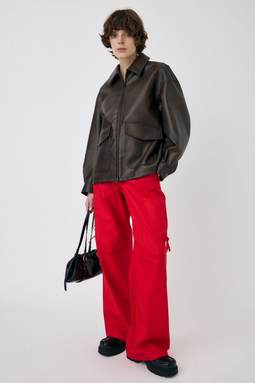 MOUSSY「FAUX LEATHER OVER ジャケット」|ブルゾン・スタジャン|