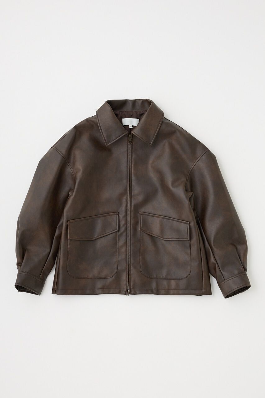 MOUSSY「FAUX LEATHER OVER ジャケット」|ブルゾン・スタジャン|