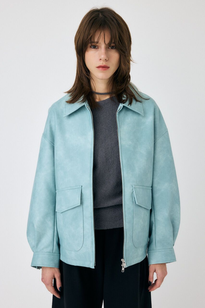 MOUSSY「FAUX LEATHER OVER ジャケット」|ブルゾン・スタジャン|