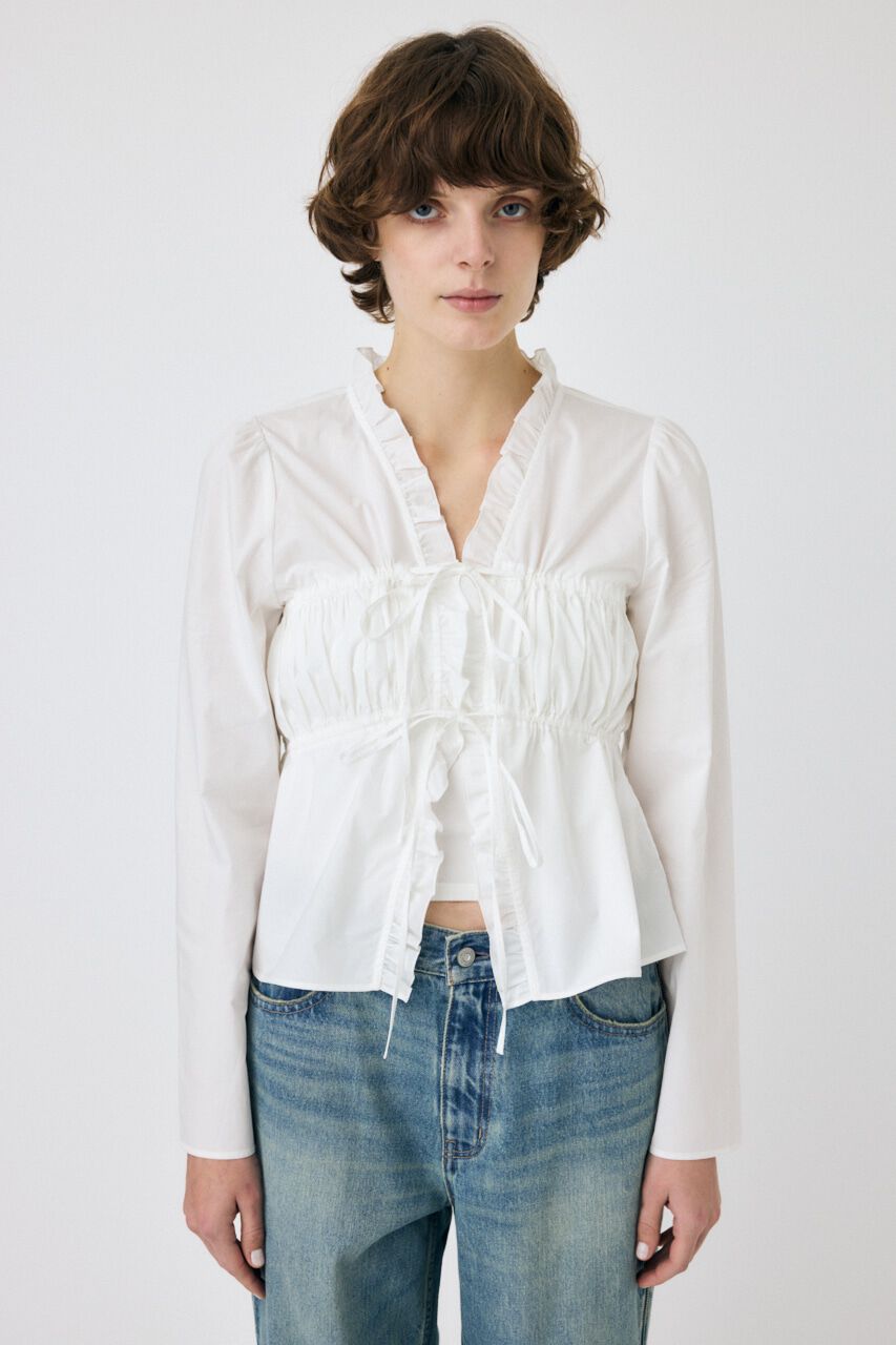 MOUSSY「FRONT RIBBON GATHER ブラウス」|シャツ・ブラウス|