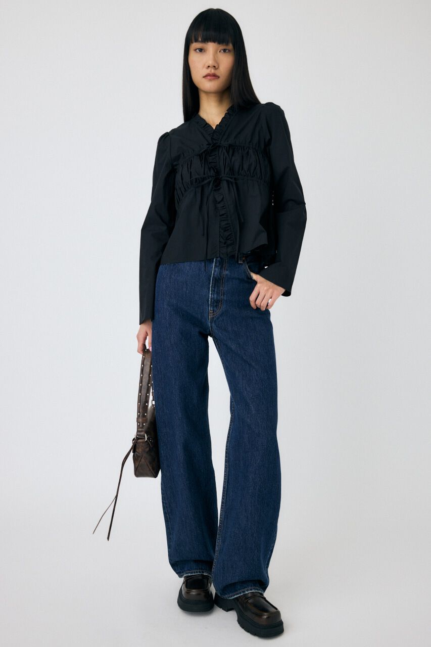 MOUSSY「FRONT RIBBON GATHER ブラウス」|シャツ・ブラウス|