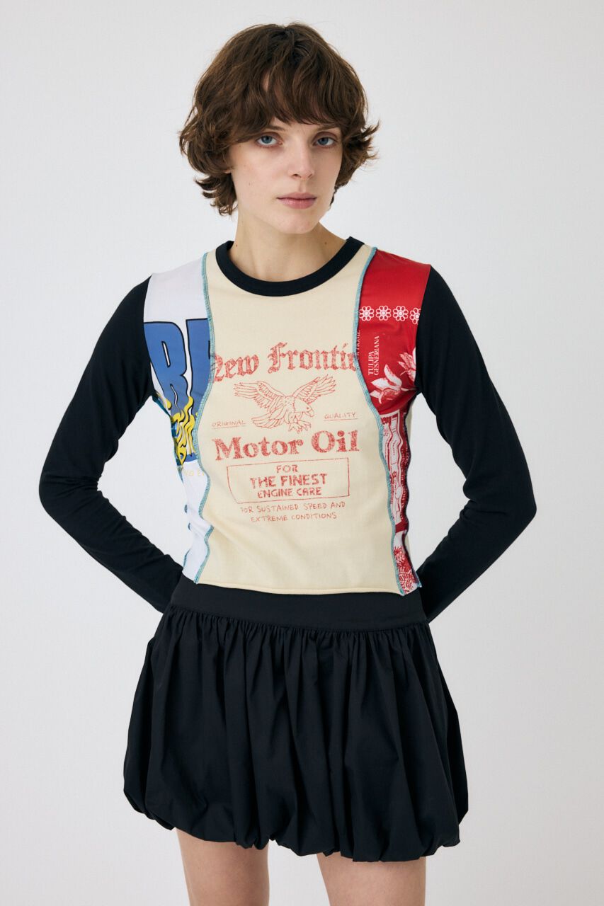 MOUSSY「REMAKE TINY ロンT」|Tシャツ・カットソー|BLK