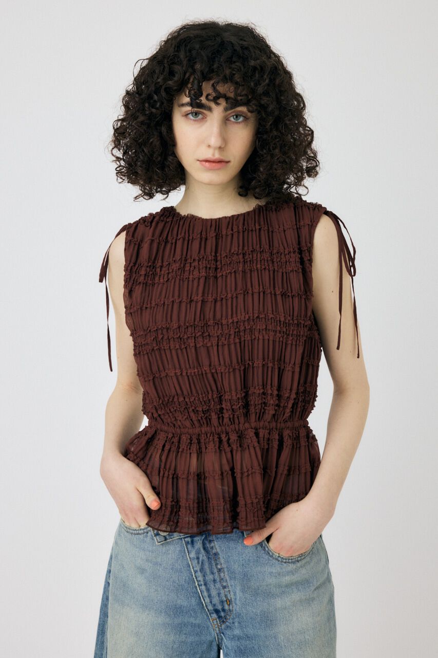 MOUSSY「FRILL CHIFFON ブラウス」|シャツ・ブラウス|BRN