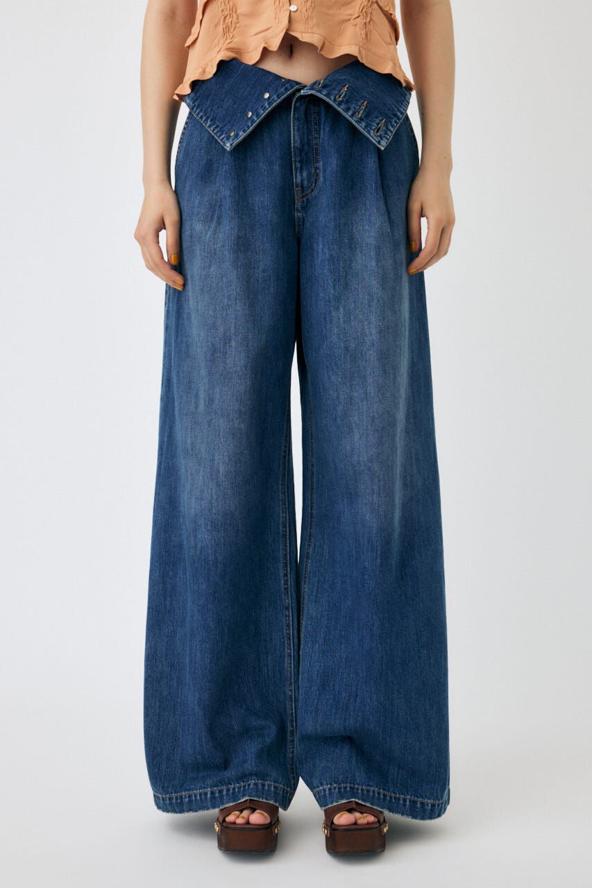 MOUSSY「CORSET DESIGN バギー デニム」|デニム|BLU