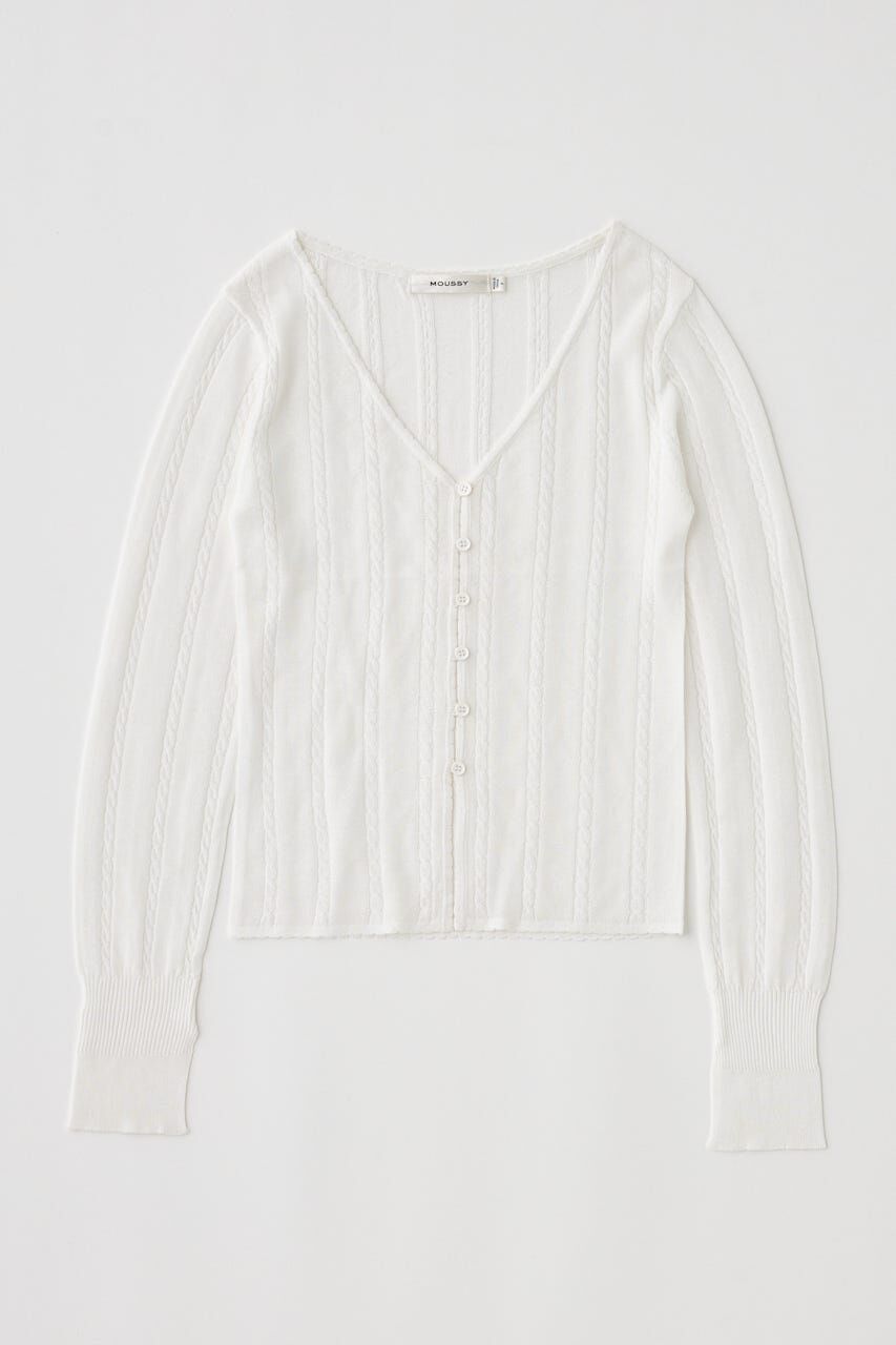 MOUSSY「SHEER CABLE カーディガン」|カーディガン|