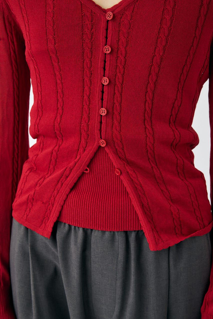 MOUSSY「SHEER CABLE カーディガン」|カーディガン|