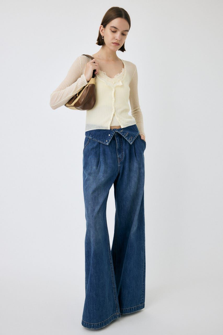 MOUSSY「SHEER RIB カーディガン」|カーディガン|