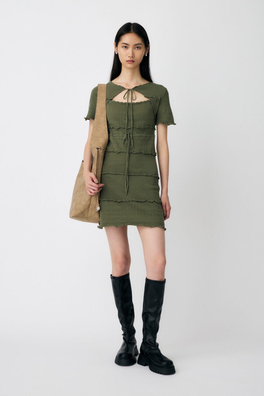 MOUSSY「BOW DESIGN KNIT ミニ  ドレス」|ワンピース|KHA