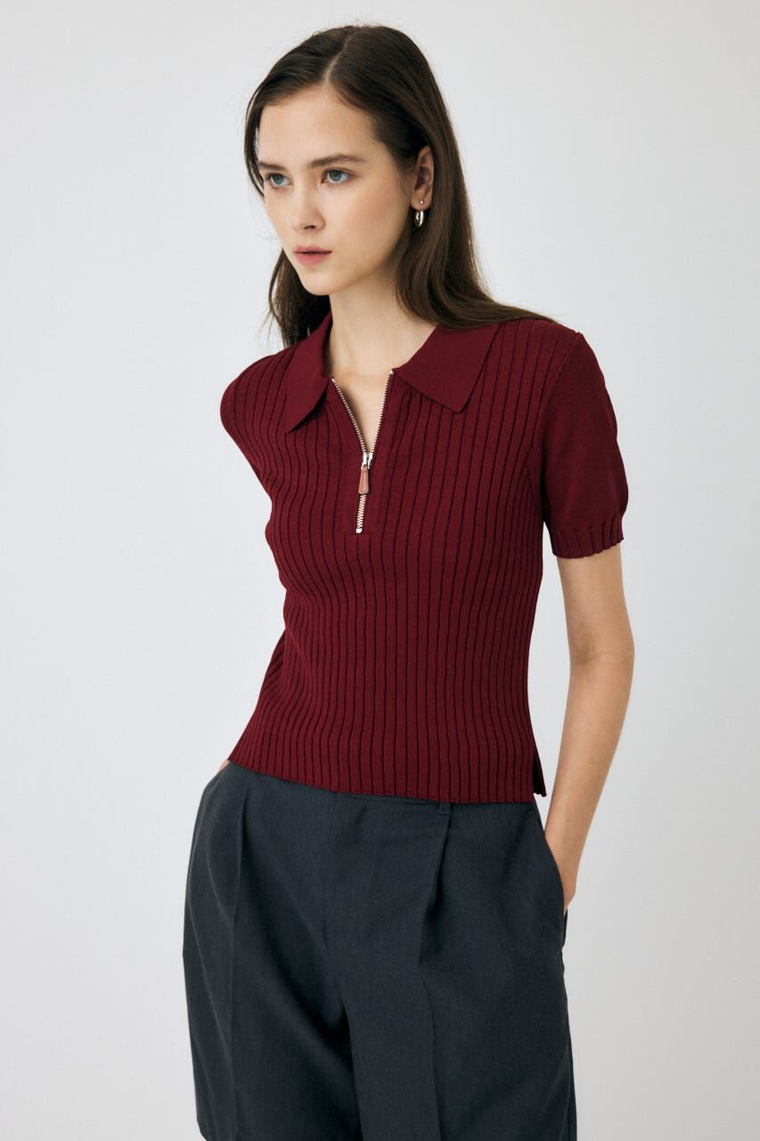 MOUSSY「HALF ZIP CLASSIC ポロ トップス」|ニット・セーター|