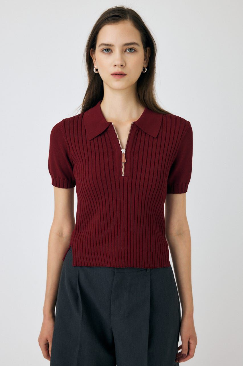MOUSSY「HALF ZIP CLASSIC ポロ トップス」|ニット・セーター|