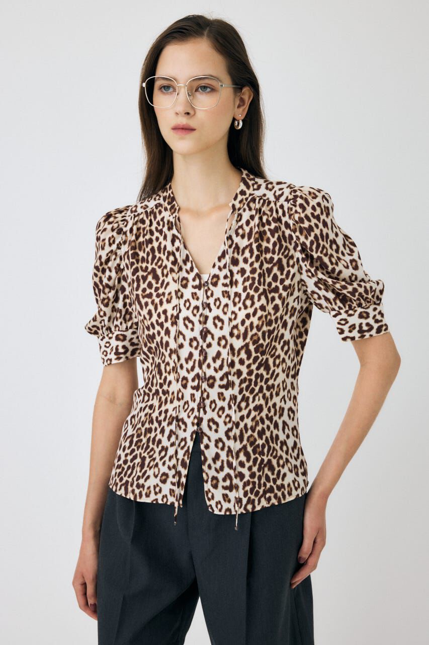 MOUSSY「GATHERED SHOULDER ハーフスリーブブラウス」|シャツ・ブラウス|