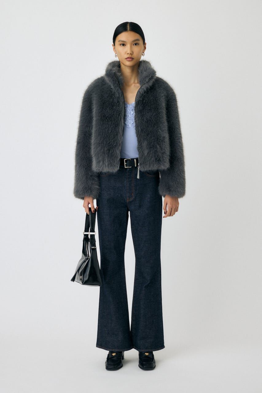MOUSSY「F/FUR STAND COLLAR ジャケット」|ブルゾン・スタジャン|