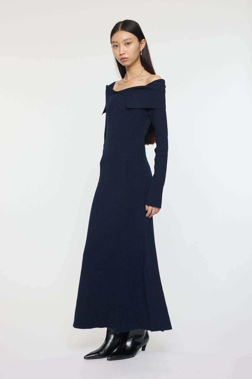 MOUSSY「ASYMMETRY COLLAR KNIT ドレス」|ワンピース|