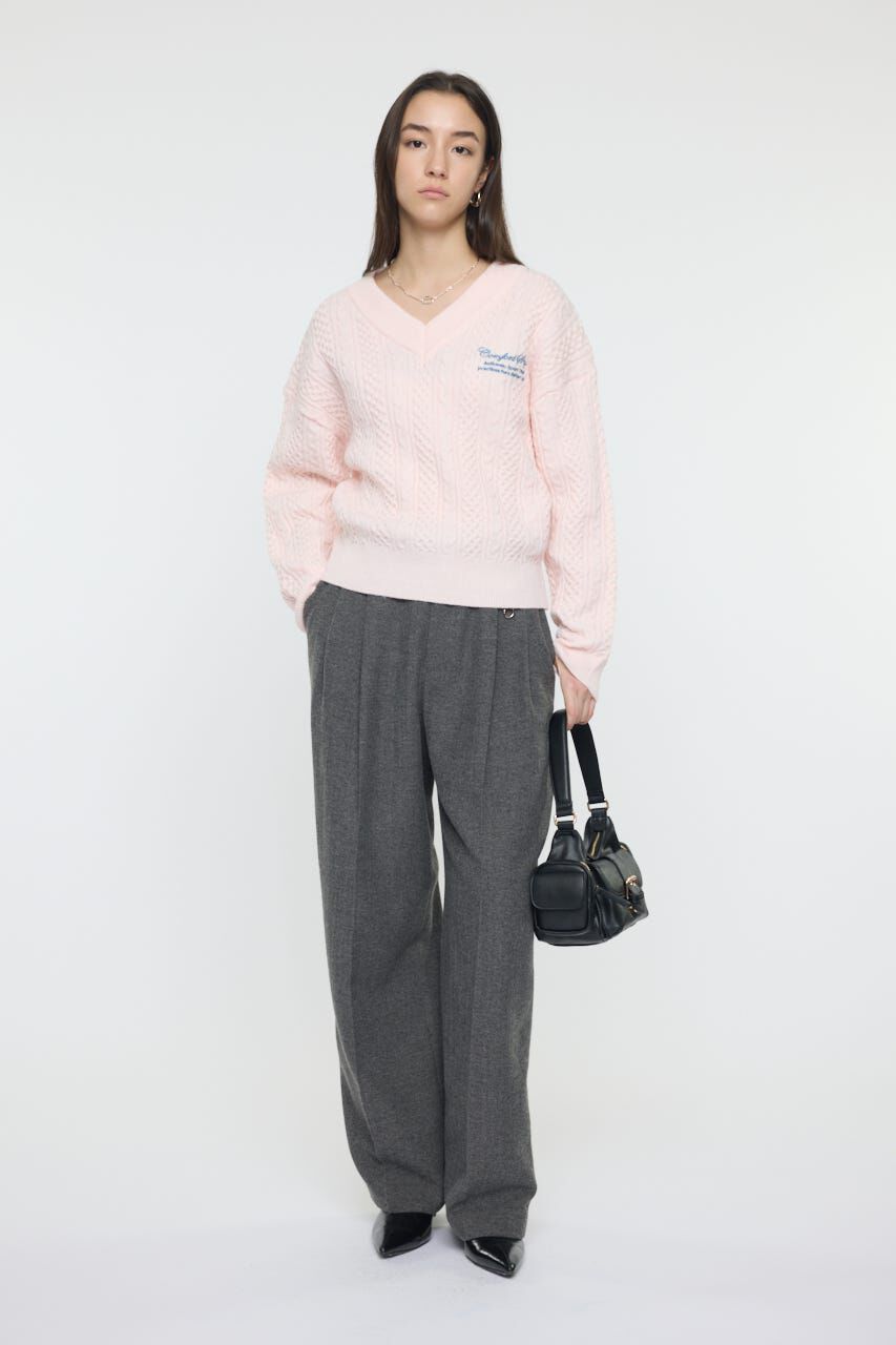 MOUSSY「CABLE V NECK ニット」|ニット・セーター|