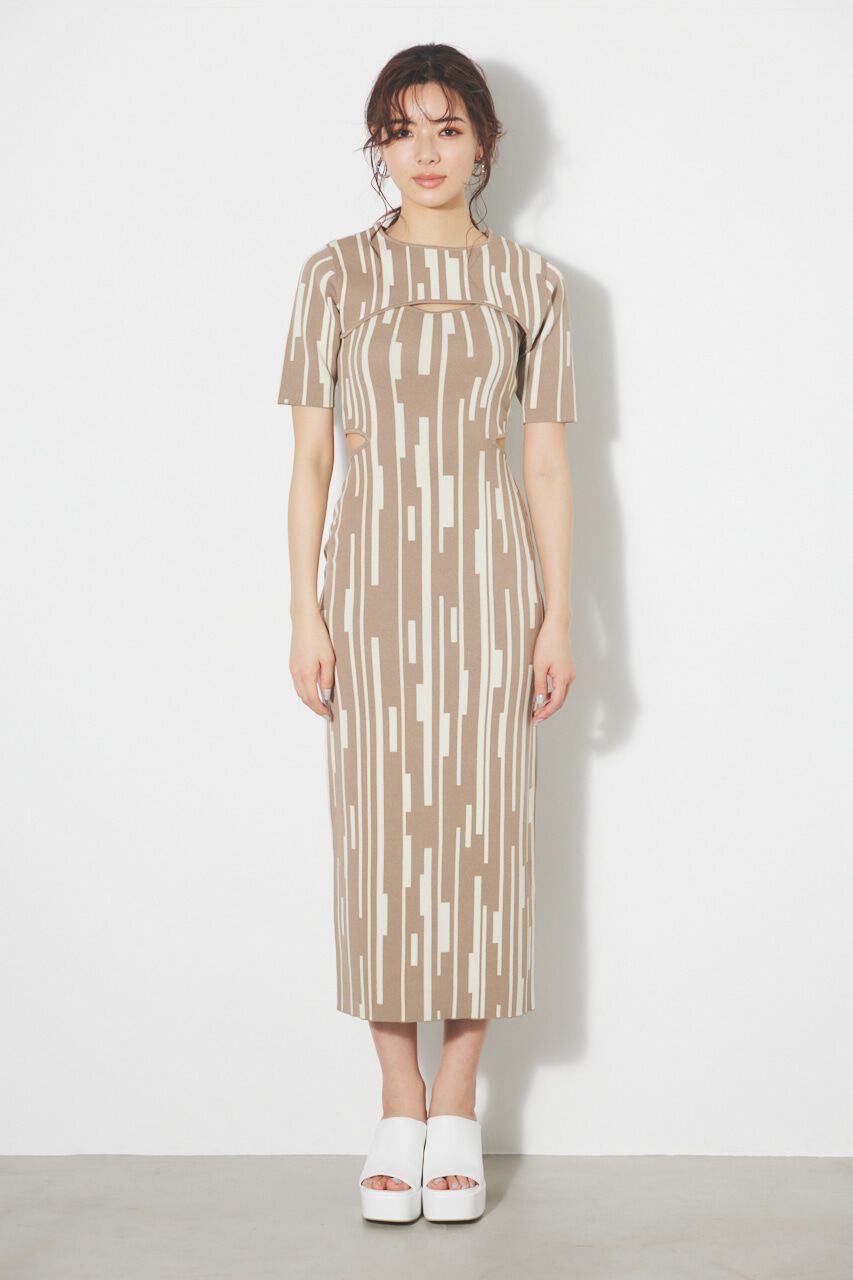 rienda「ジオメトリックジャガードKnit SET OP」|ワンピース|