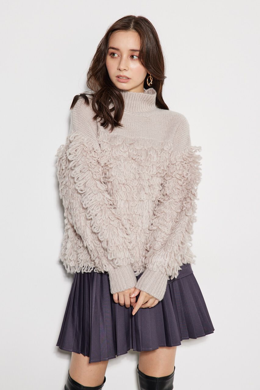 rienda「フリンジコンビKnit TOP」|ニット・セーター|