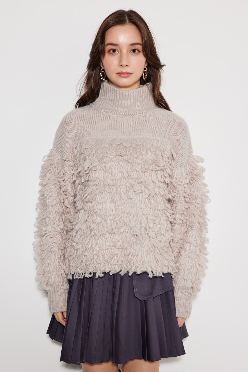 rienda「フリンジコンビKnit TOP」|ニット・セーター|