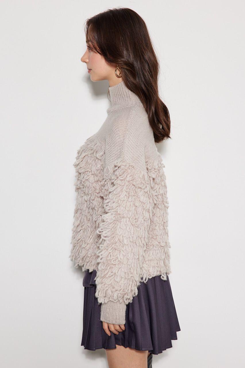 rienda「フリンジコンビKnit TOP」|ニット・セーター|