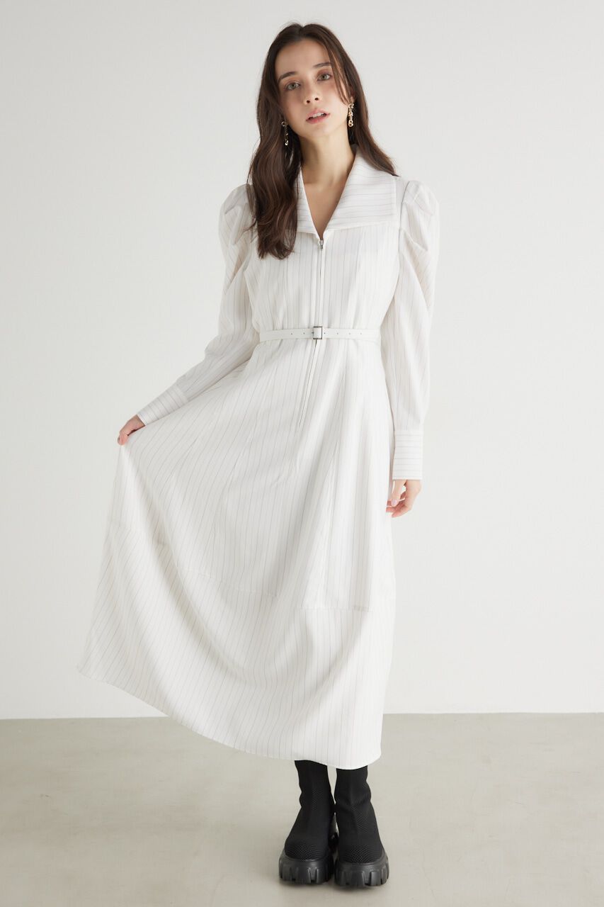 rienda「オーバーカラーZIPフレアOP」|ワンピース|