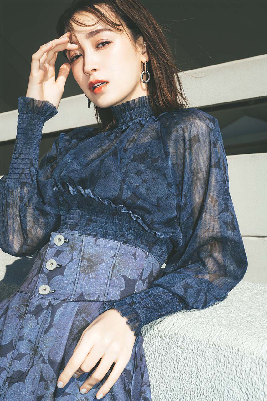 rienda「シャーリングH/W BLS」|シャツ・ブラウス|NVY