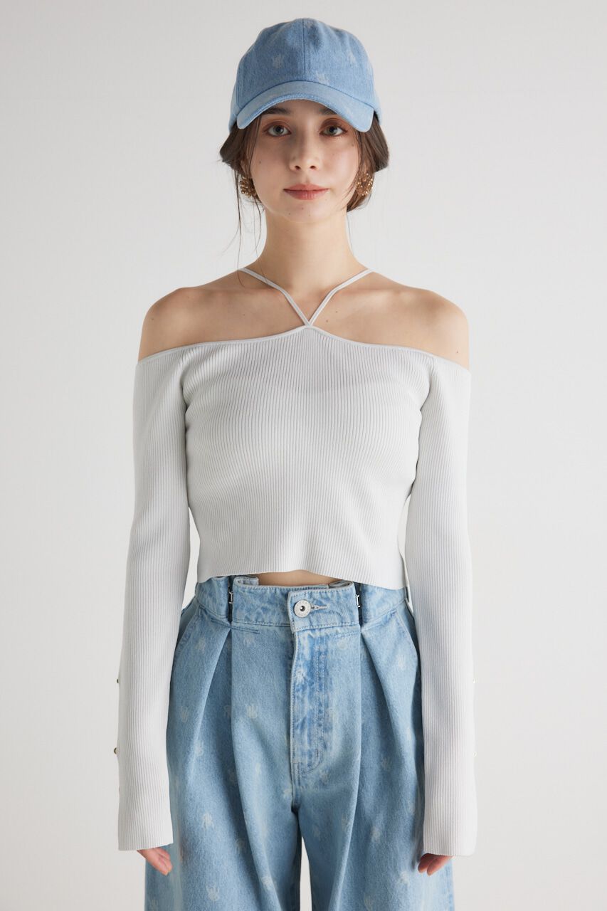 rienda「スリットSLVオフショルダーknit TOP」|ニット・セーター|