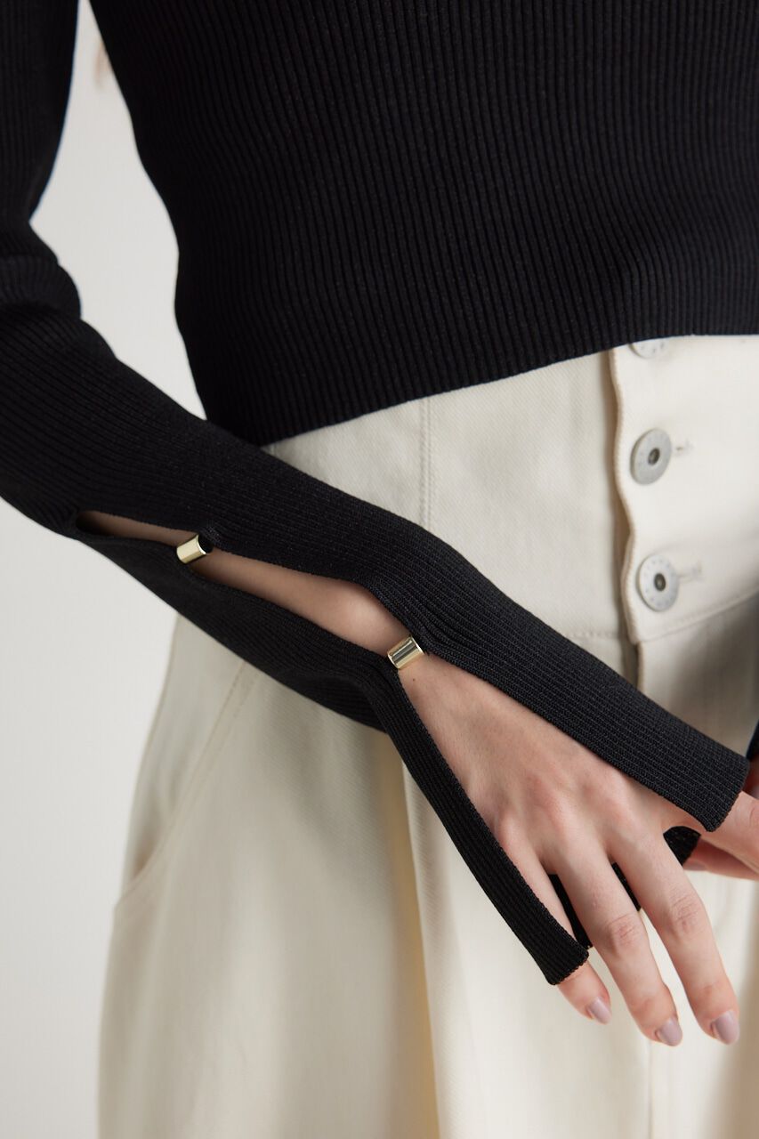 rienda「スリットSLVオフショルダーknit TOP」|ニット・セーター|