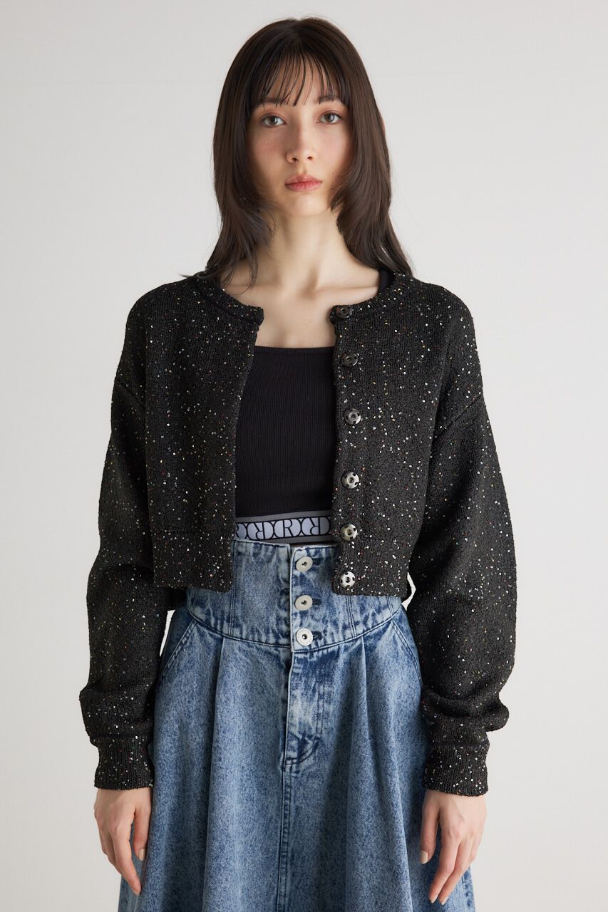 rienda「スパンコールKnit CD」|カーディガン|