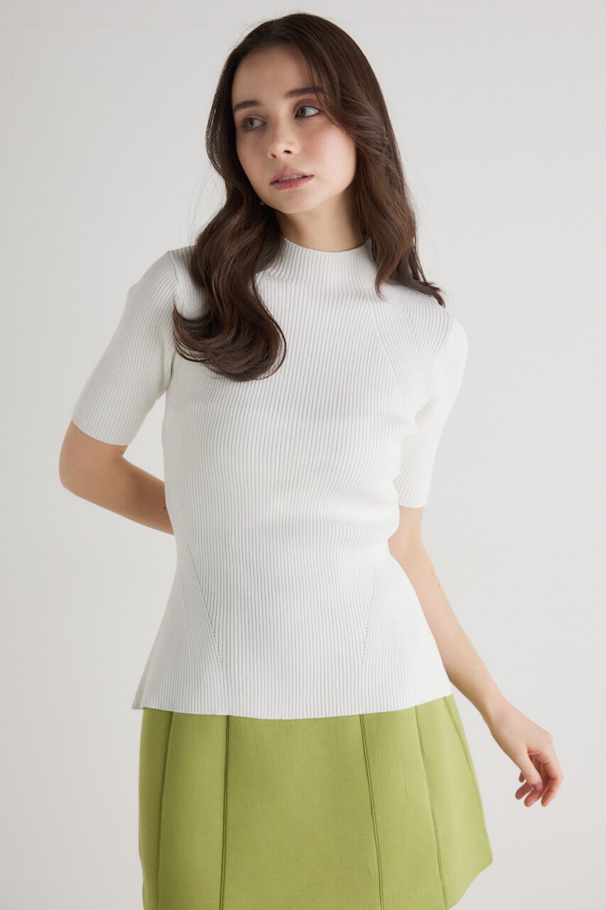 rienda「2WAYハーフSLVH/NウォッシャブルKnit TOP」|ニット・セーター|