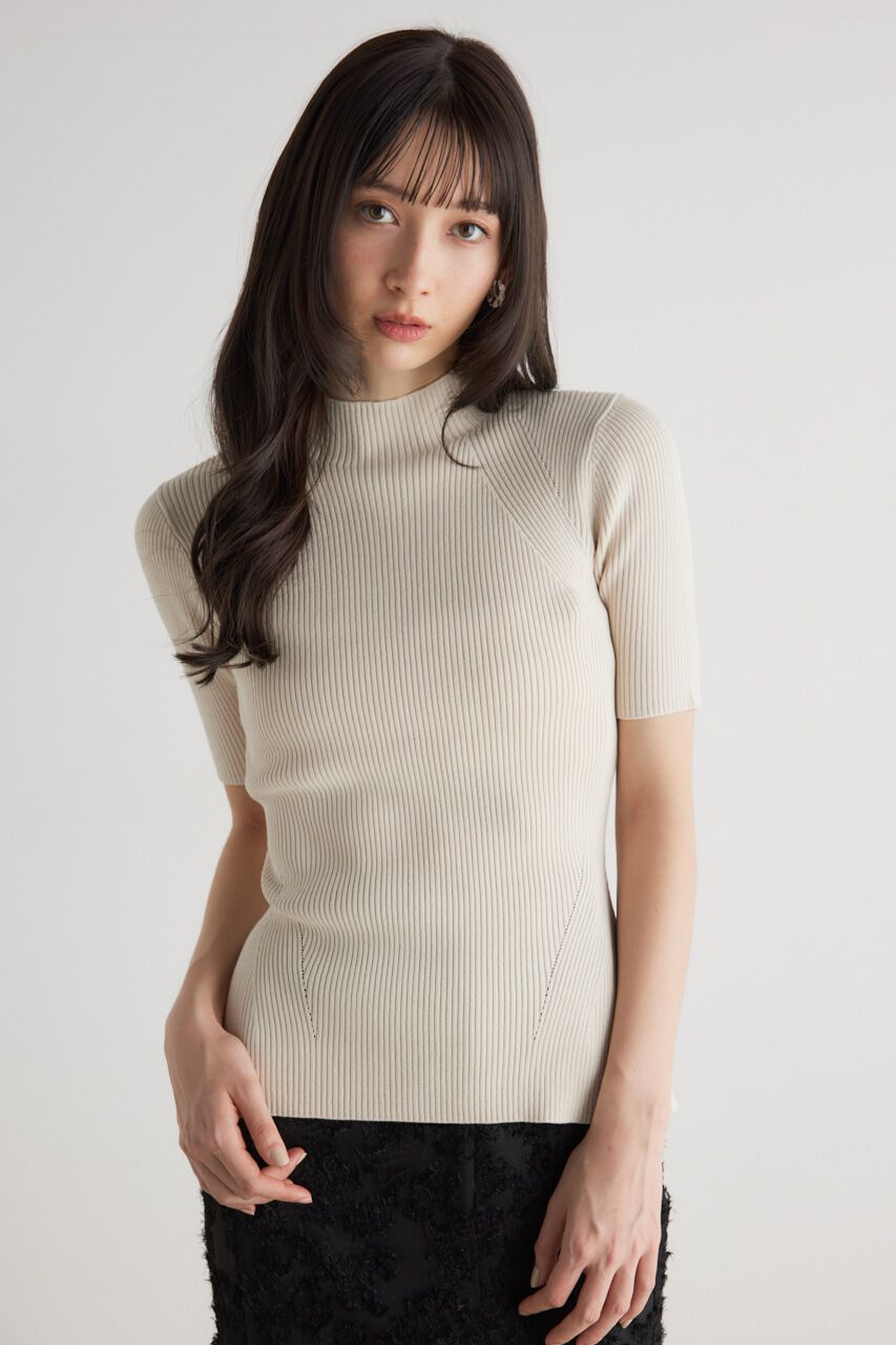 rienda「2WAYハーフSLVH/NウォッシャブルKnit TOP」|ニット・セーター|