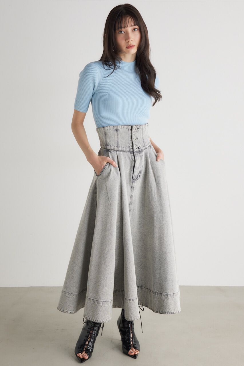 rienda「2WAYハーフSLVH/NウォッシャブルKnit TOP」|ニット・セーター|