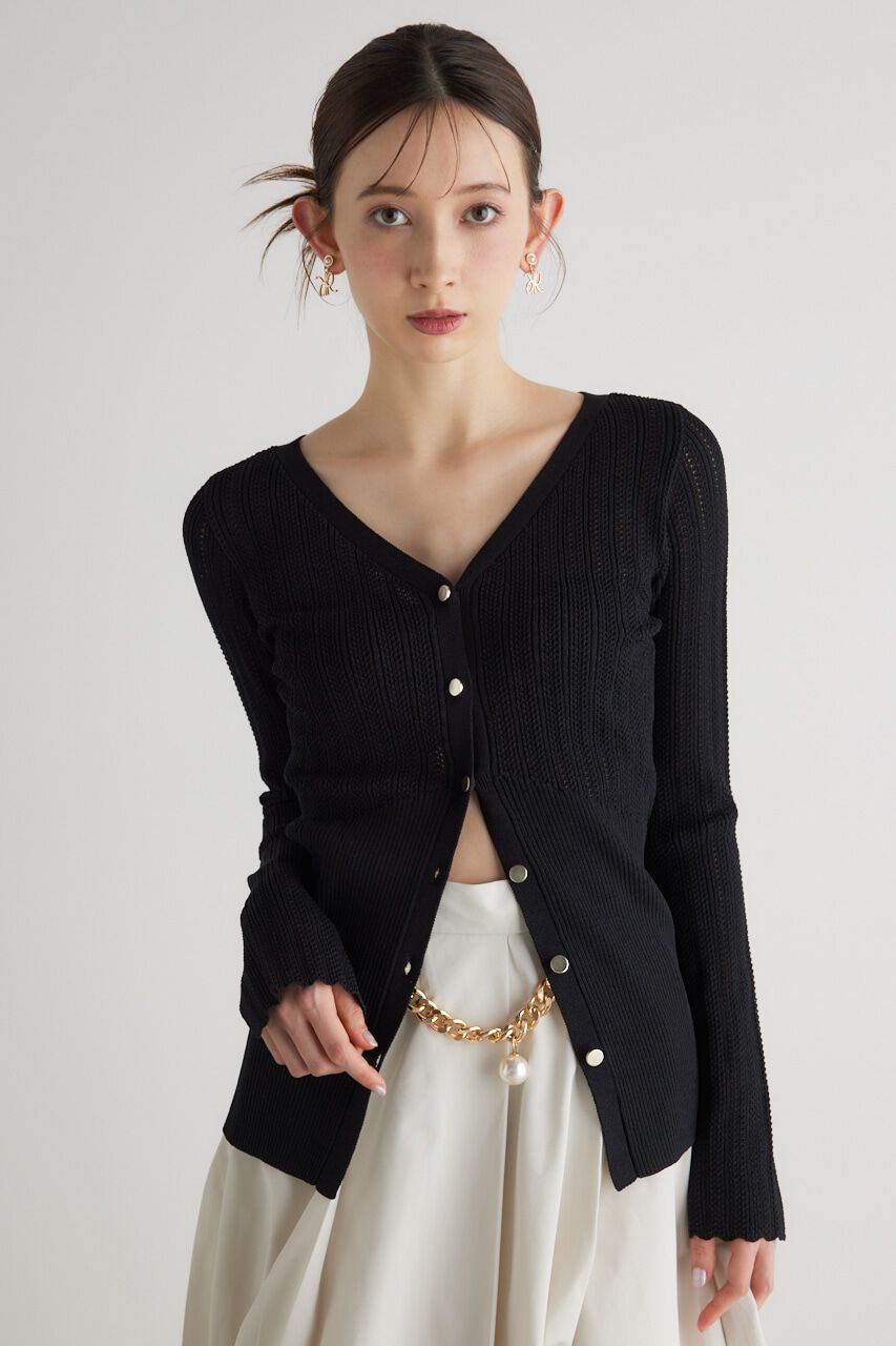 rienda「シアーストライプKnitTOP」|ニット・セーター|BLK