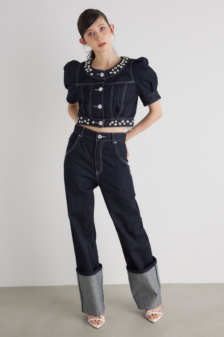 rienda「オーバーターンJ/W DENIM PT」|デニム|D/BLU3