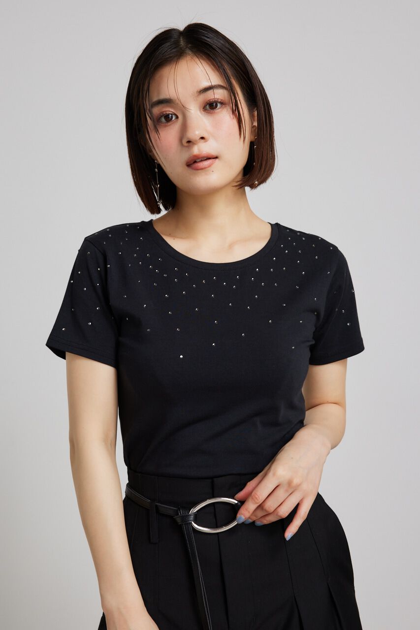 rienda「グラデーションストーンT-SH」|Tシャツ・カットソー|BLK