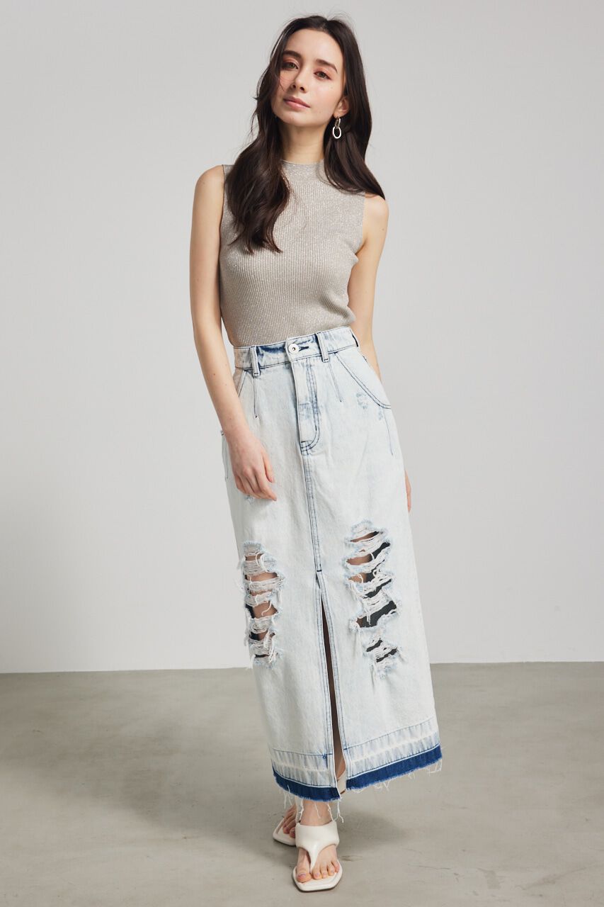 rienda「ダメージDENIM J/W SK」|スカート|L/BLU1
