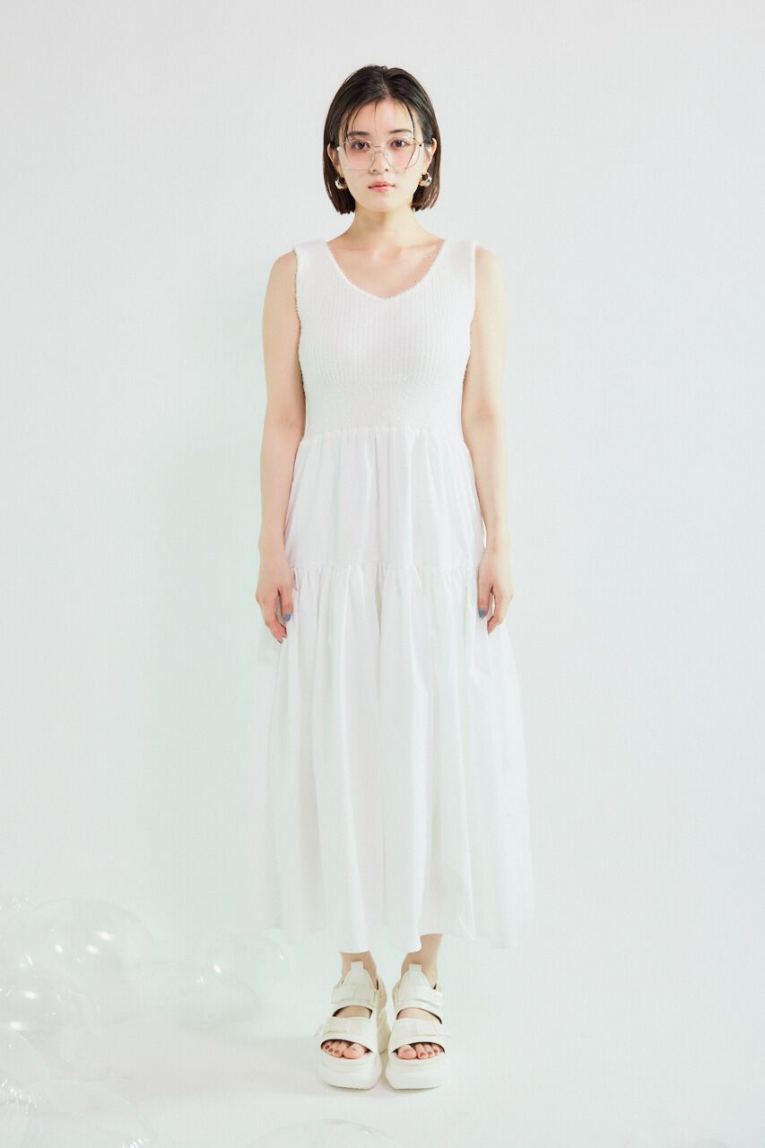 rienda「サマーシャギーknitコンビフレアOP」|ワンピース|
