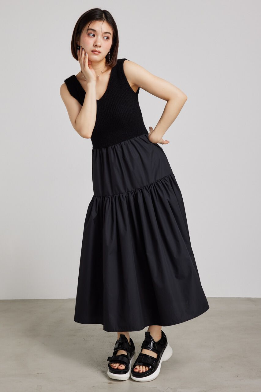 rienda「サマーシャギーknitコンビフレアOP」|ワンピース|