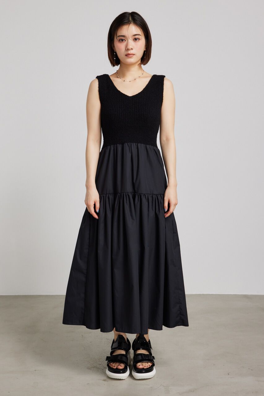 rienda「サマーシャギーknitコンビフレアOP」|ワンピース|