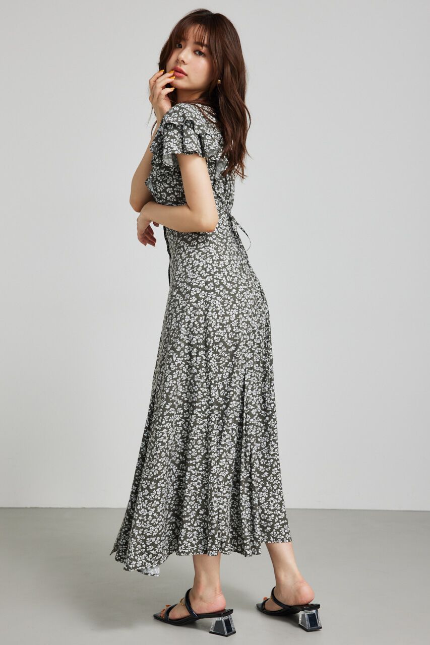 rienda「ダブルフレアスリーブOP」|ワンピース|柄BLK5