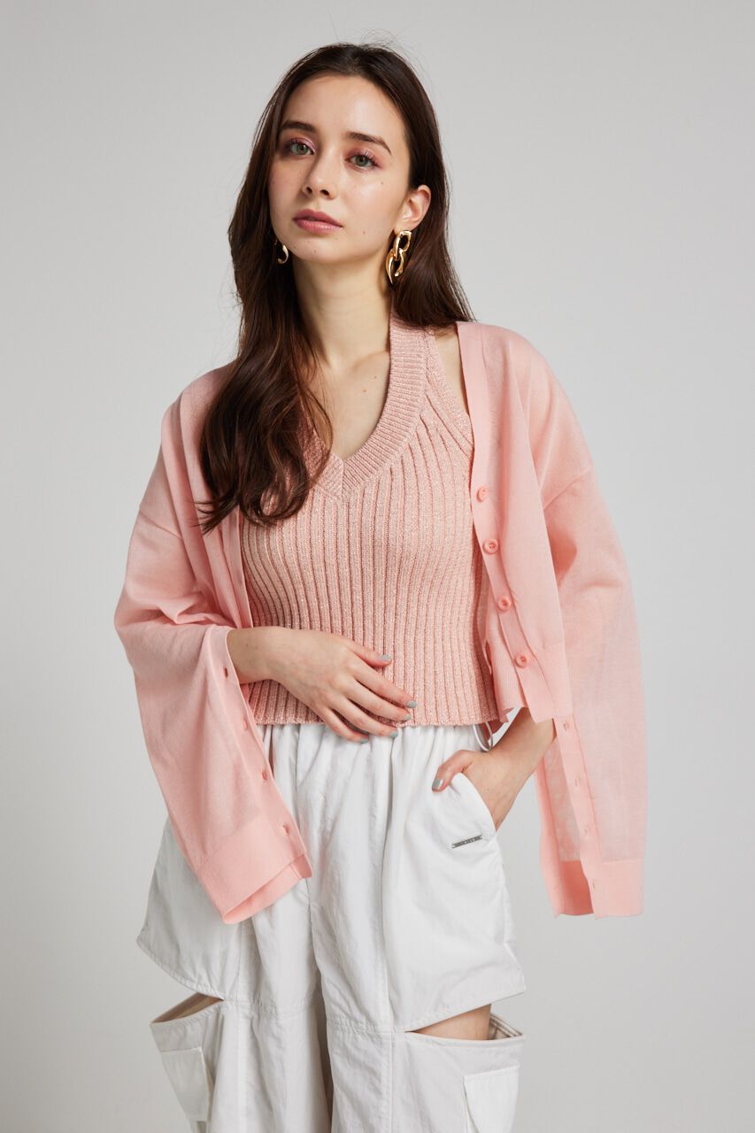 rienda「2wayスリットデザインKnitカーデ」|ニット・セーター|L/ORG1